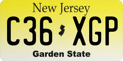 NJ license plate C36XGP