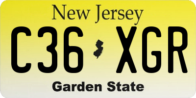 NJ license plate C36XGR