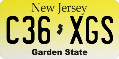 NJ license plate C36XGS