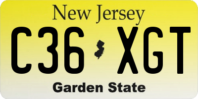 NJ license plate C36XGT