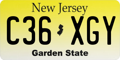 NJ license plate C36XGY