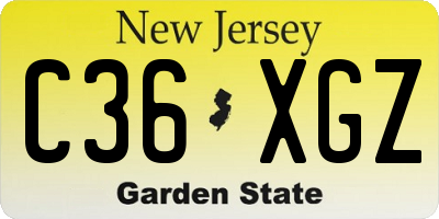 NJ license plate C36XGZ