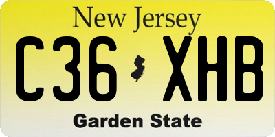 NJ license plate C36XHB