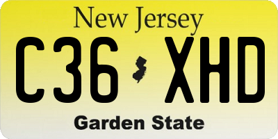 NJ license plate C36XHD