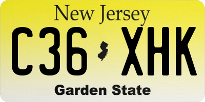 NJ license plate C36XHK