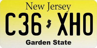 NJ license plate C36XHO