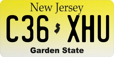 NJ license plate C36XHU