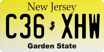 NJ license plate C36XHW