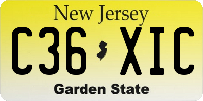 NJ license plate C36XIC