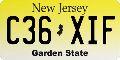 NJ license plate C36XIF