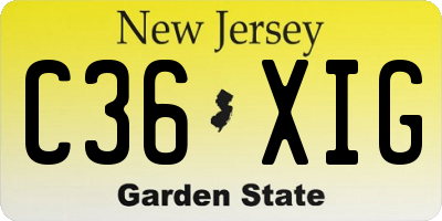 NJ license plate C36XIG