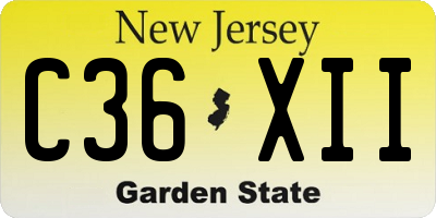 NJ license plate C36XII