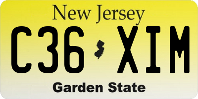 NJ license plate C36XIM