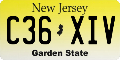 NJ license plate C36XIV