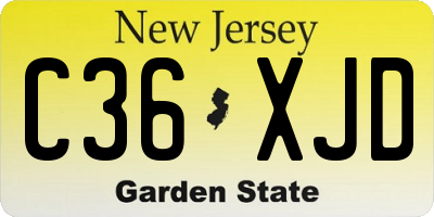 NJ license plate C36XJD