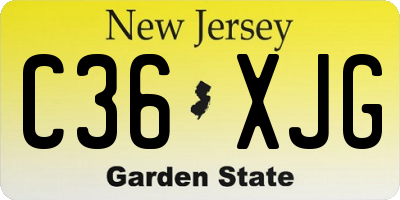 NJ license plate C36XJG