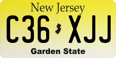 NJ license plate C36XJJ