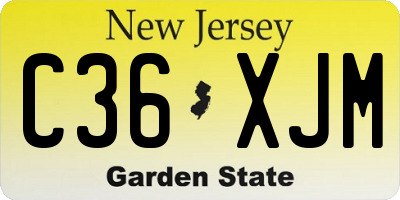 NJ license plate C36XJM