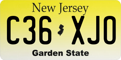 NJ license plate C36XJO