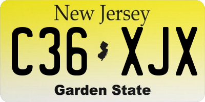 NJ license plate C36XJX