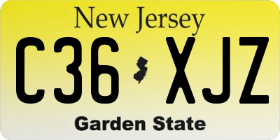 NJ license plate C36XJZ