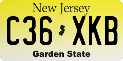 NJ license plate C36XKB