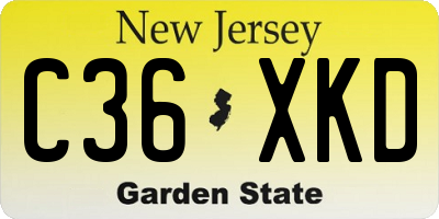 NJ license plate C36XKD