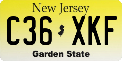 NJ license plate C36XKF