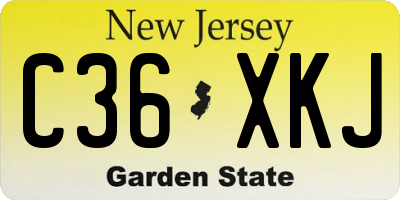 NJ license plate C36XKJ