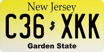 NJ license plate C36XKK