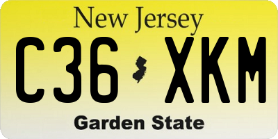 NJ license plate C36XKM