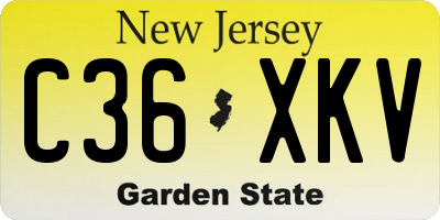 NJ license plate C36XKV