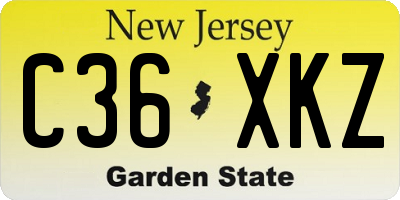 NJ license plate C36XKZ