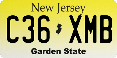 NJ license plate C36XMB