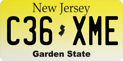 NJ license plate C36XME