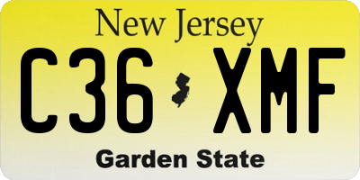 NJ license plate C36XMF
