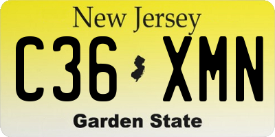 NJ license plate C36XMN