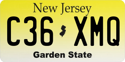 NJ license plate C36XMQ