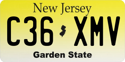 NJ license plate C36XMV