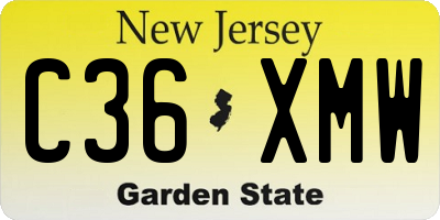 NJ license plate C36XMW