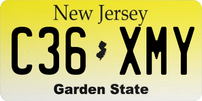NJ license plate C36XMY