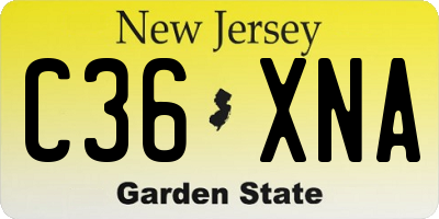 NJ license plate C36XNA