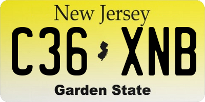 NJ license plate C36XNB