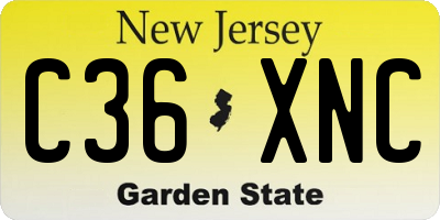 NJ license plate C36XNC