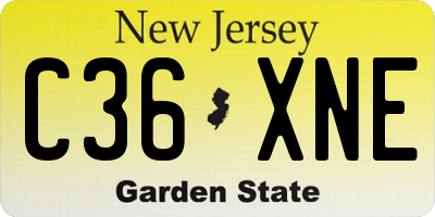 NJ license plate C36XNE