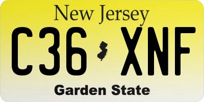 NJ license plate C36XNF