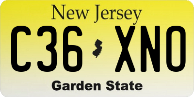 NJ license plate C36XNO