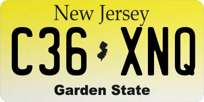 NJ license plate C36XNQ