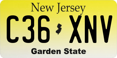 NJ license plate C36XNV