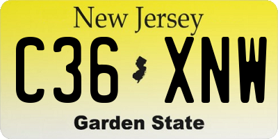 NJ license plate C36XNW